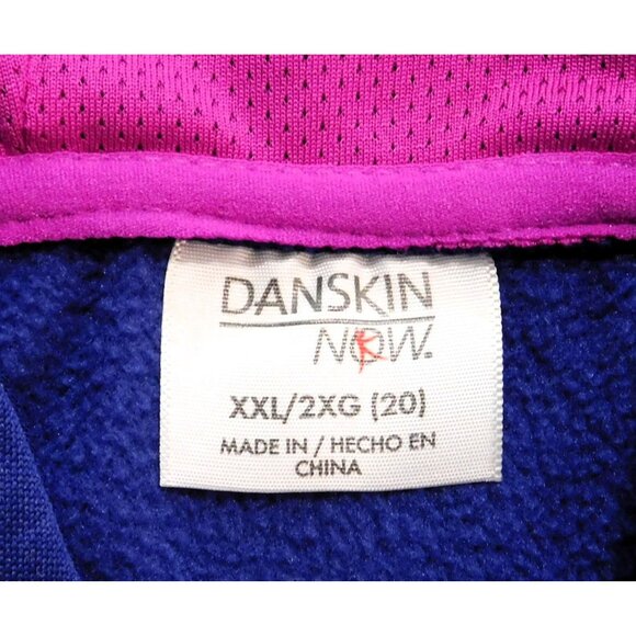 Danskin Dri Fit Hoodie Sweatshirt Womens XXL Blue Purple Trim Thumb Holes Polyes - Picture 6 of 8